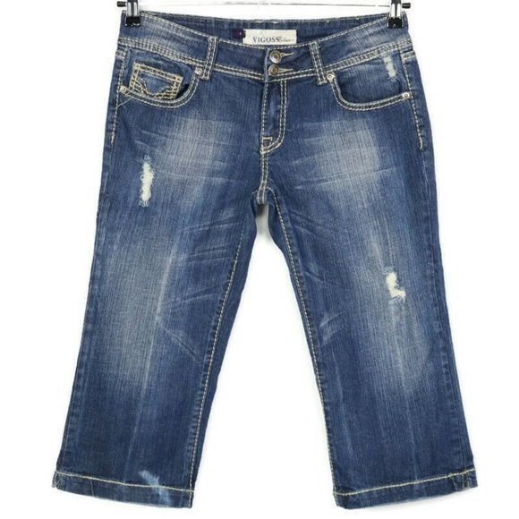 Vigoss Capri Cropped Jeans‎ Distressed Stretch 7 - Picture 1 of 11
